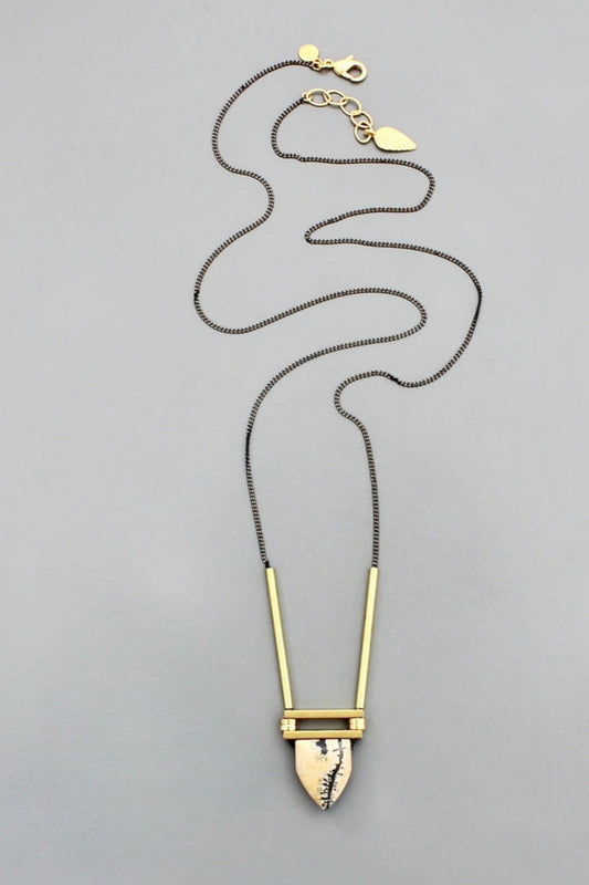 Landscape Jasper and Brass Necklace