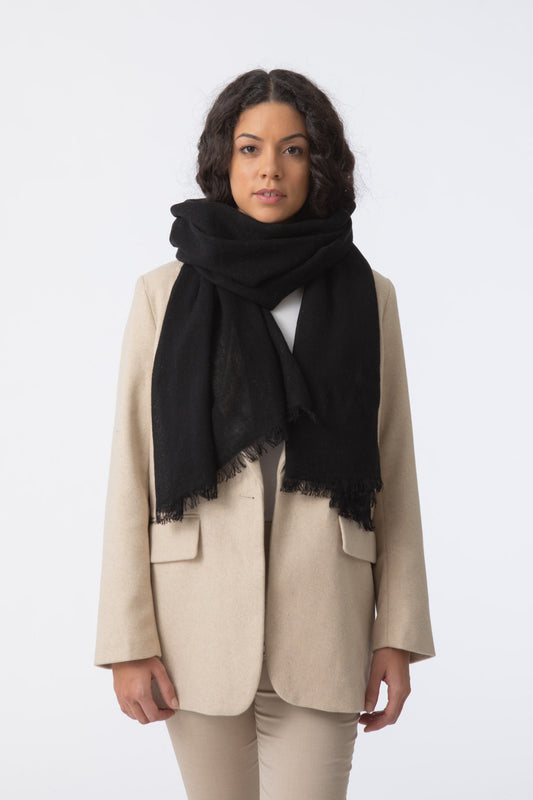 Merino Woven Scarf, Black