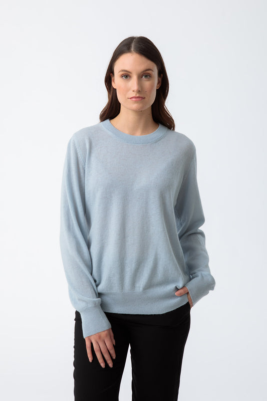 O-Neck Sweater in Mist Blue