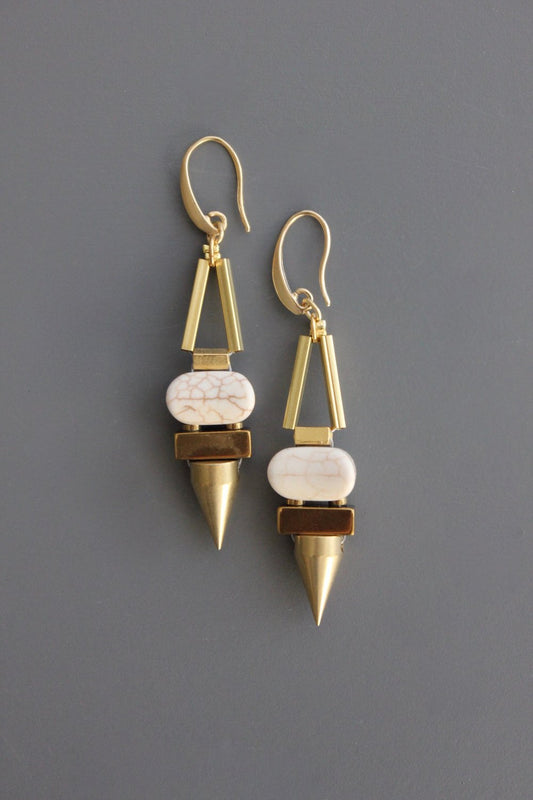 Hook Drop Magnesite and Plated Hematite Earrings