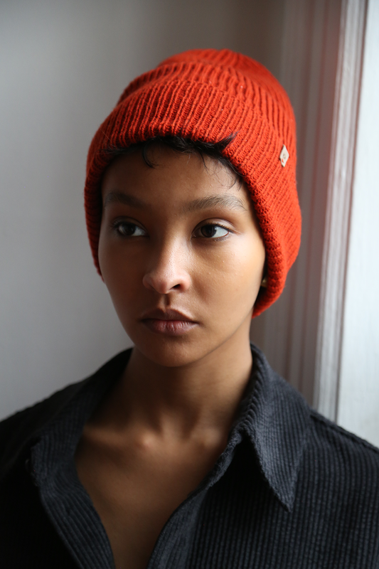 Merino Rib Hat, Burnt Orange