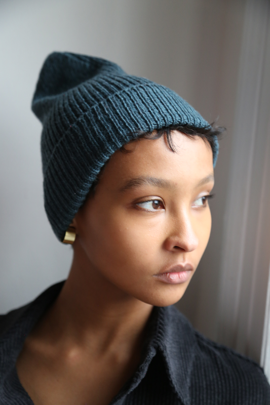 Merino Rib Hat, Dragonfly Green