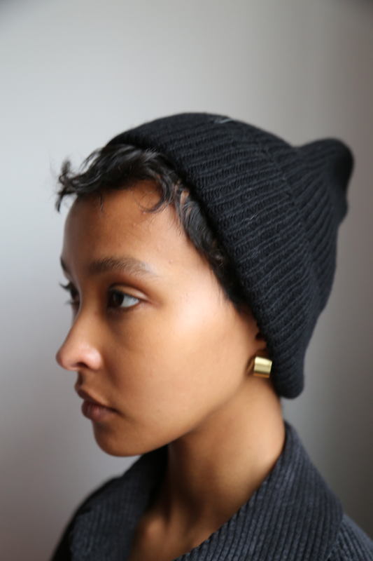 Merino Rib Hat, Black