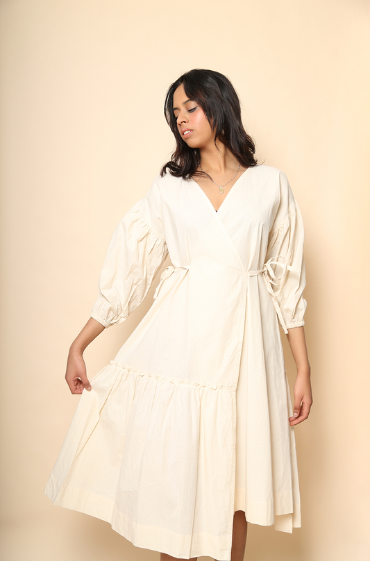 Veena Wrap Dress in Raw