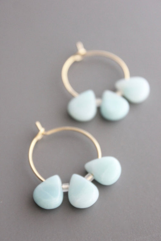 Amazonite Drops Hoops