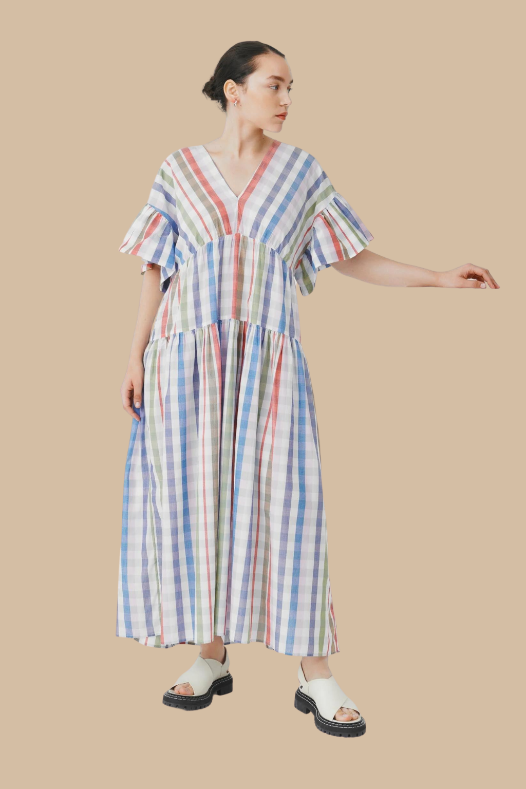 Theory Dress in Watercolor Check