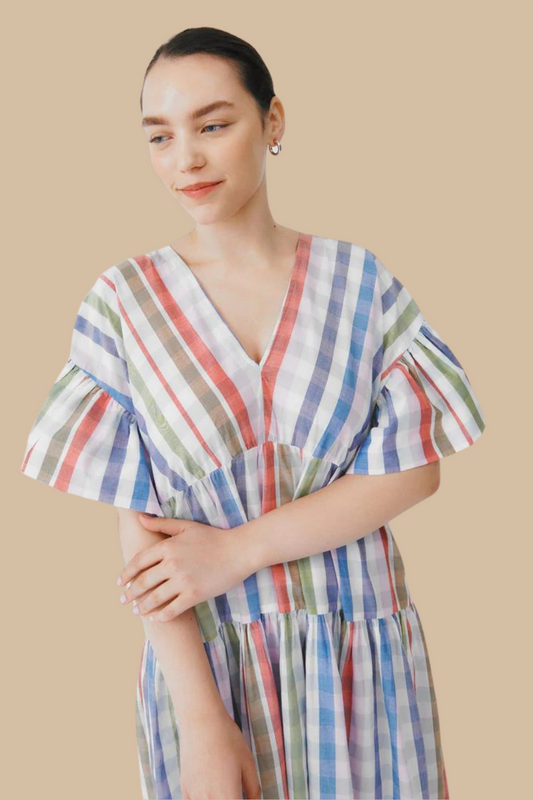 Theory Dress in Watercolor Check