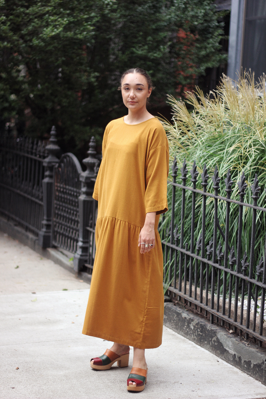 Easy Dress in Light Weight Cotton Flannel- Gold