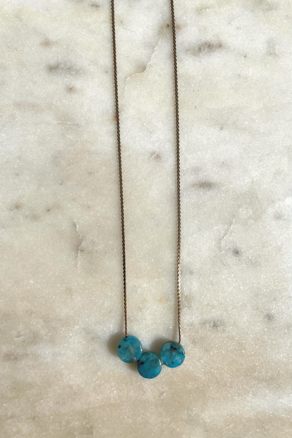 Three Dot Necklace Blue Sesame Jasper