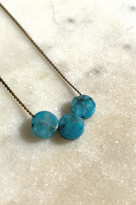 Three Dot Necklace Blue Sesame Jasper