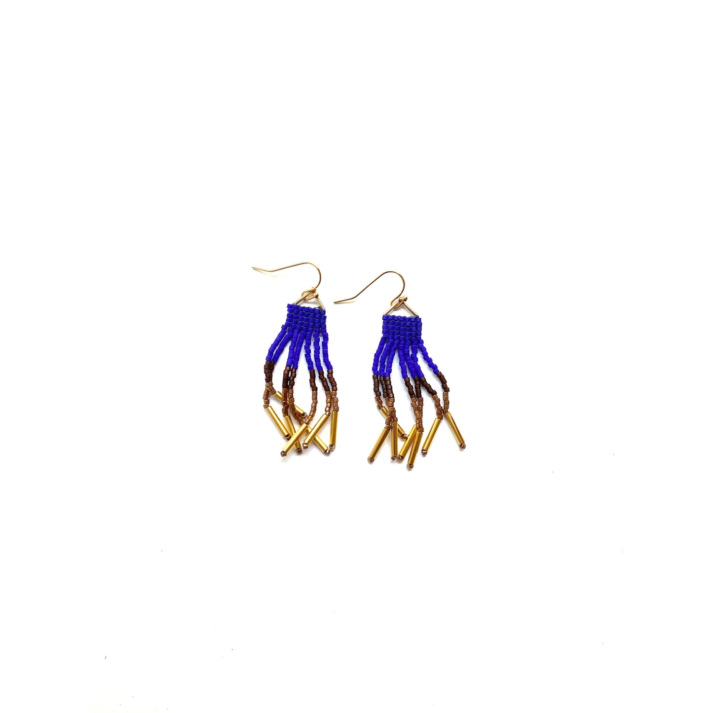 Beaded Fringe Earrings Royal Blue