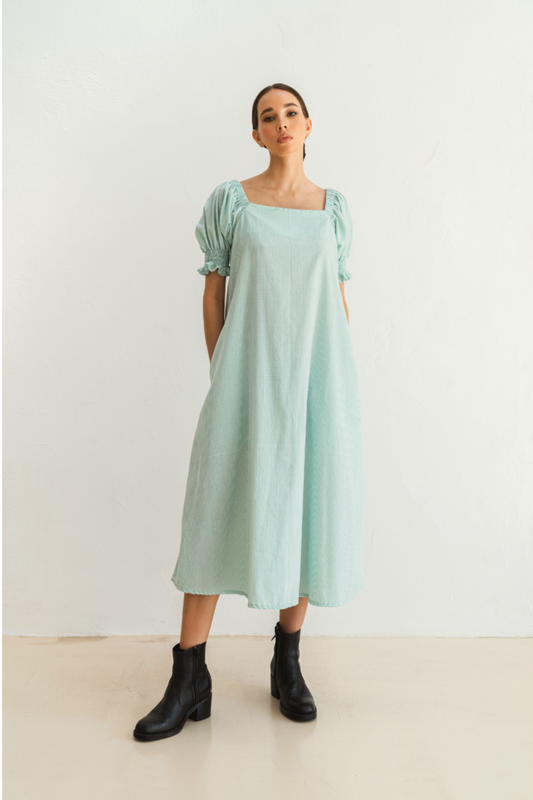 Madera Dress in Mint Gingham