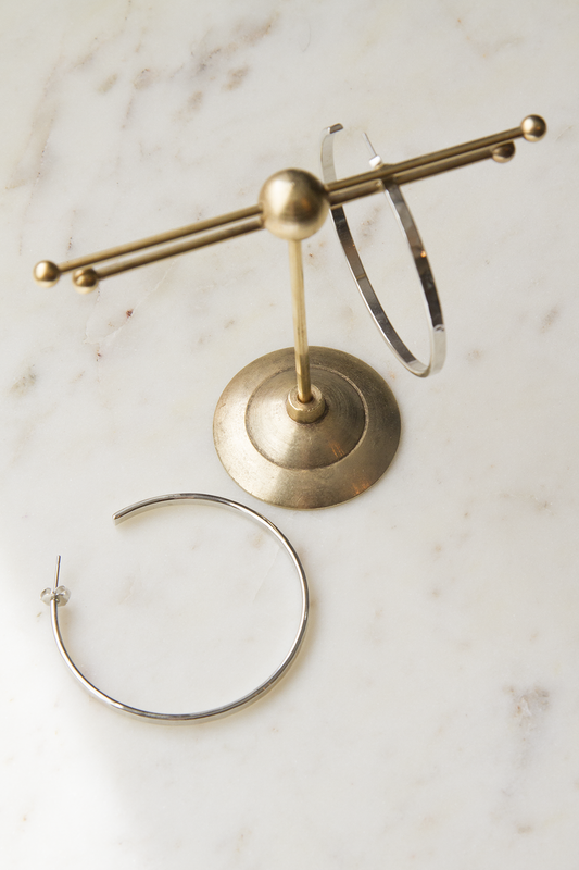 2 inch Silver Hammered Hoops